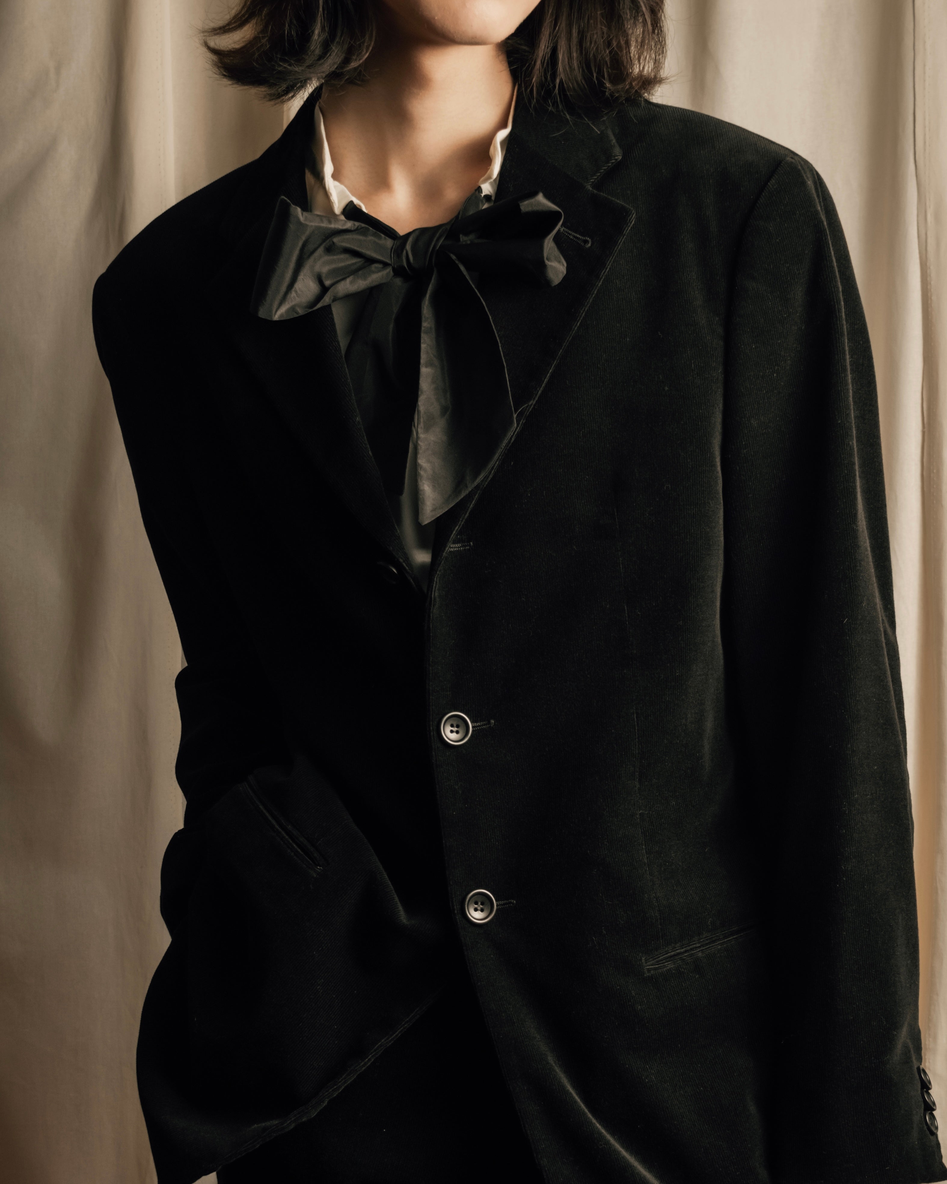 "ARMANI COLLEZIONI" Black corduroy relaxed set up