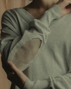 "Maison Margiela" 18SS elbow patch cotton v-neck knit