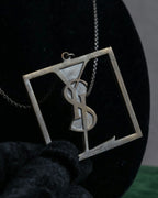 "YVES SAINT LAURENT" Cassandra logo motif silver necklace