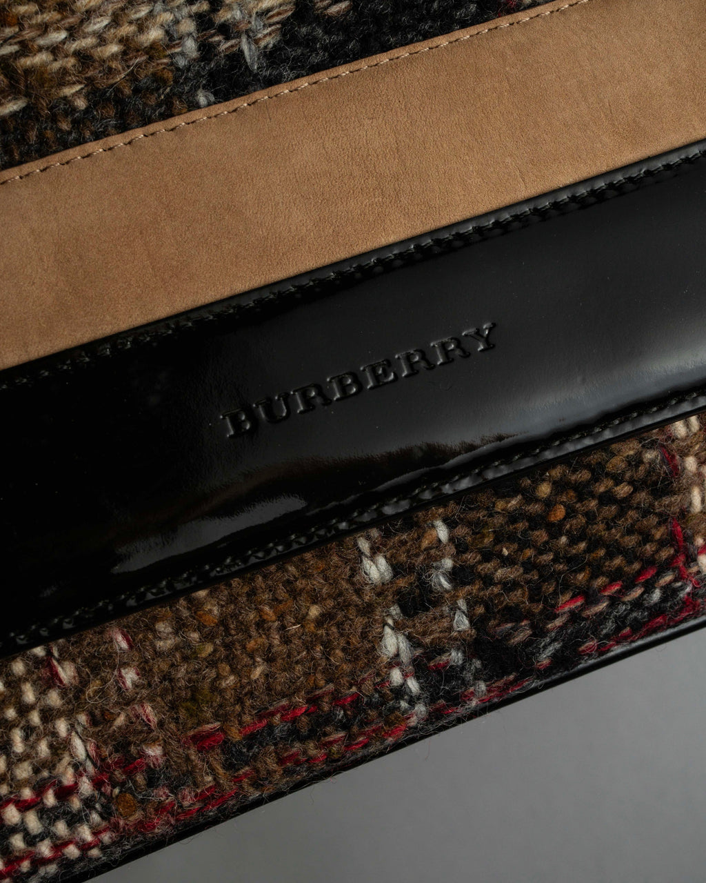 "BURBERRY" Combination leather design check pattern one-shoulder bag