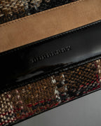 "BURBERRY" Combination leather design check pattern one-shoulder bag