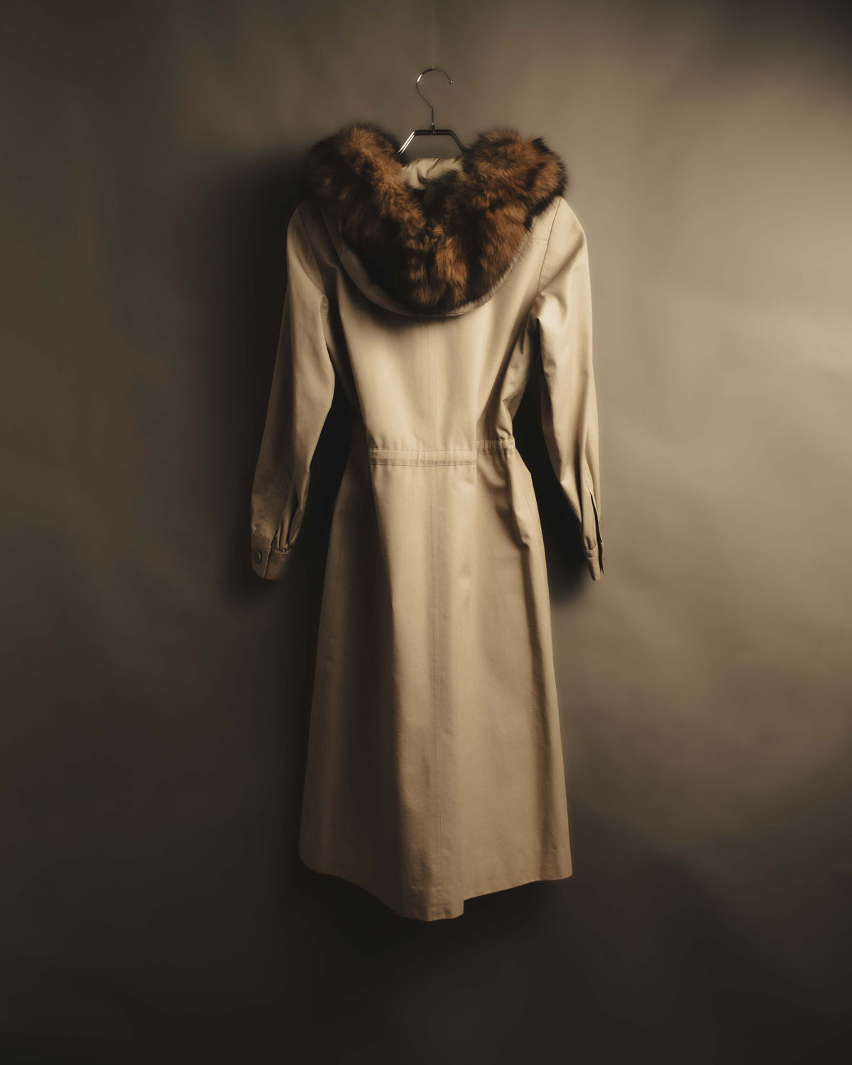 "Yves Saint Laurent" Vintage fox fur trimmed hooded long coat