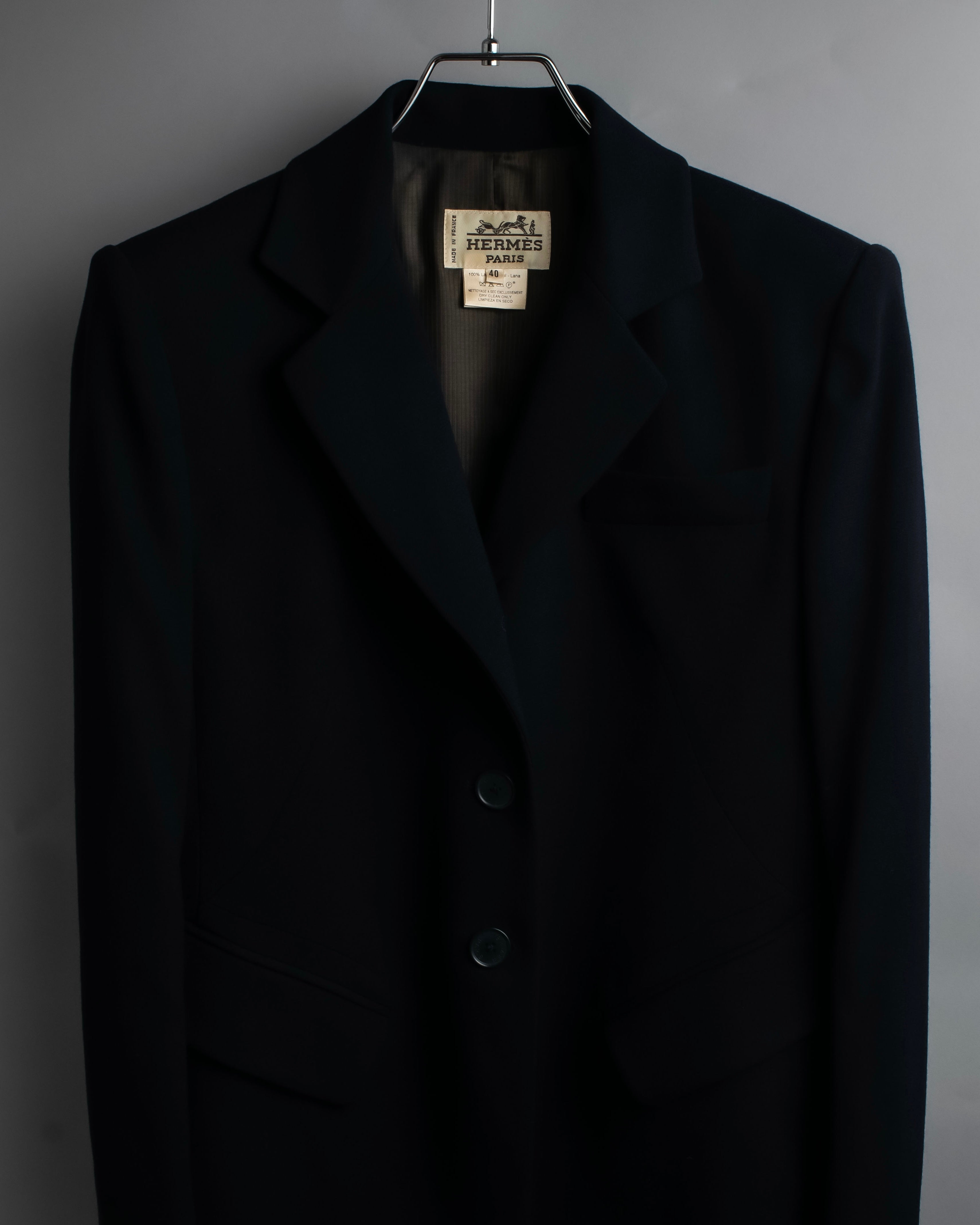 極美品 HERMES ダークブルー ブレザー テーラードエクスリブリス 正規品 HERMES