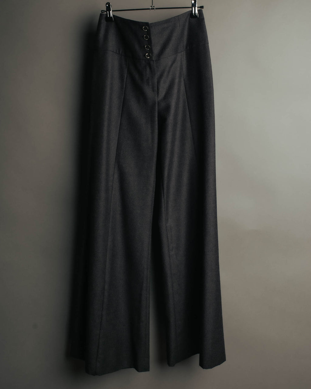 -SPECIAL- "CHANEL" 00's Soft wool cashmere wide leg trousers
