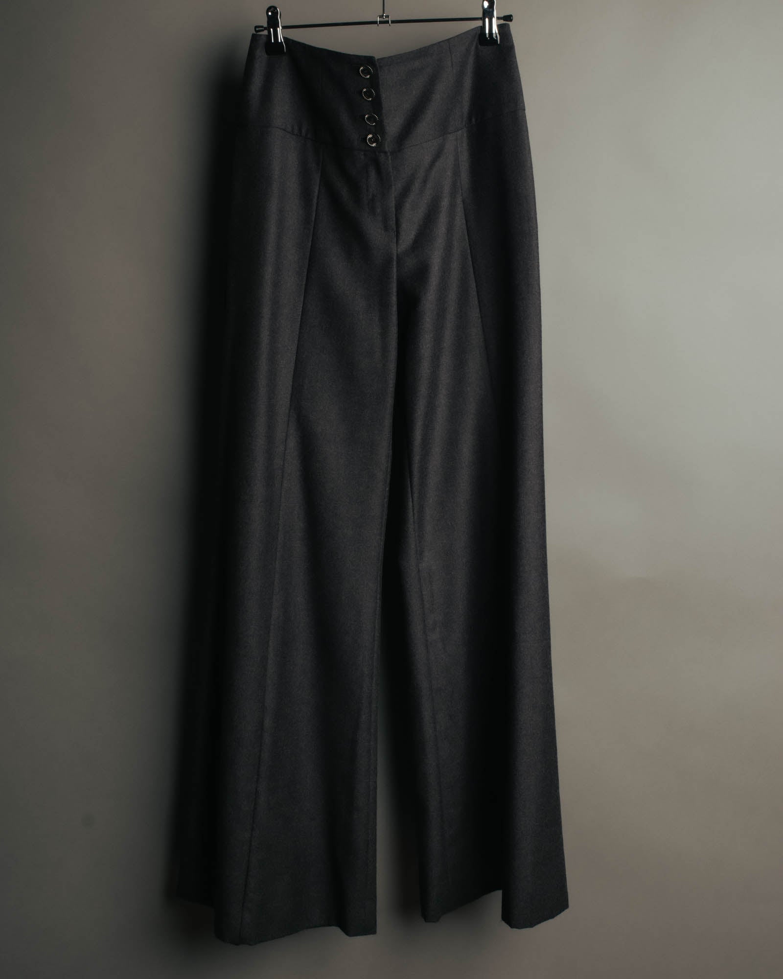 -SPECIAL- "CHANEL" 00's Soft wool cashmere wide leg trousers