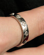 "Christian Dior" CD logo engraved diamond motif silver ring