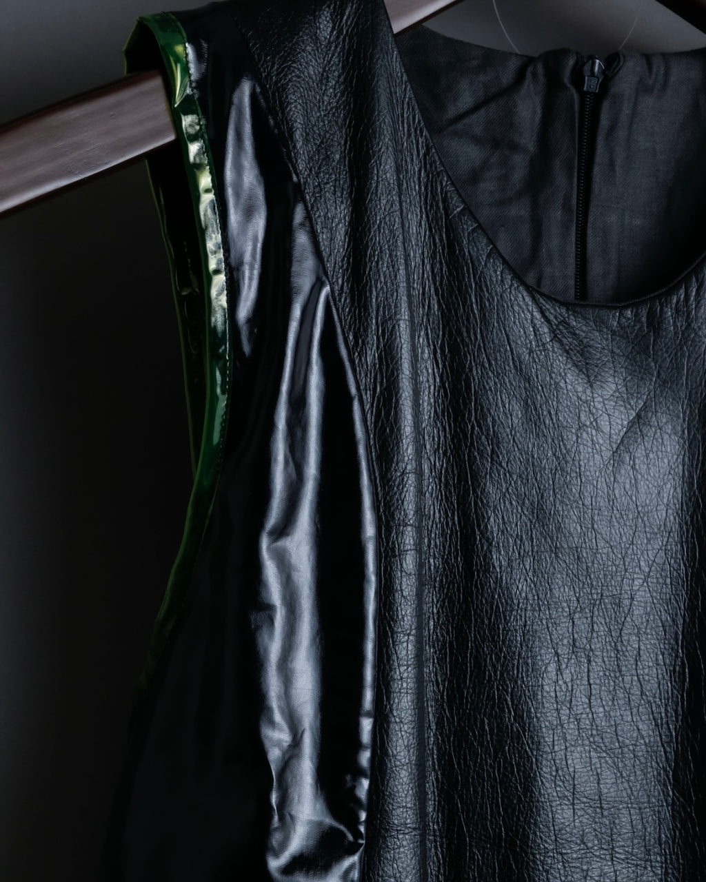 "UNDERCOVER" leather pvc combination dress