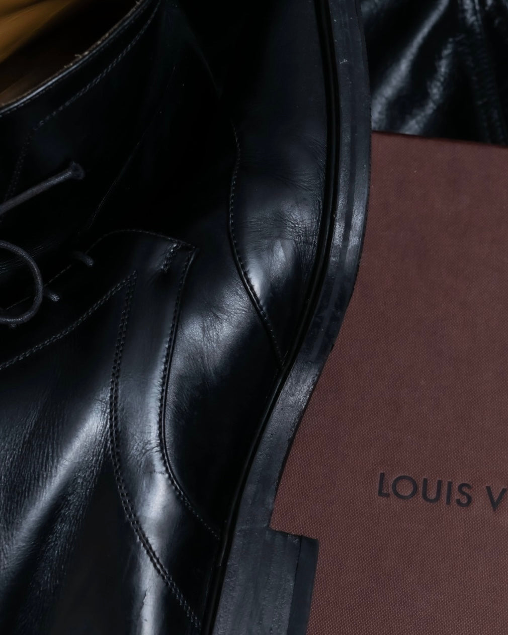 "Louis Vuitton" square toe leather lace-up boots