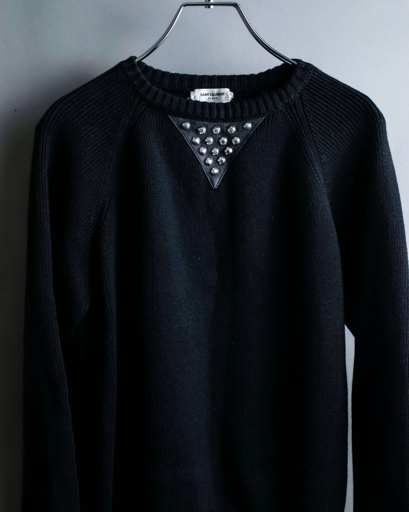 "SAINT LAURENT PARIS" 2014AW studded design knit sweater