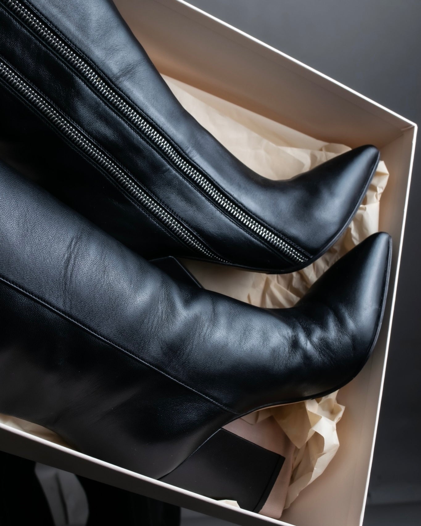 "Sergio Rossi" Double line zip long leather boots