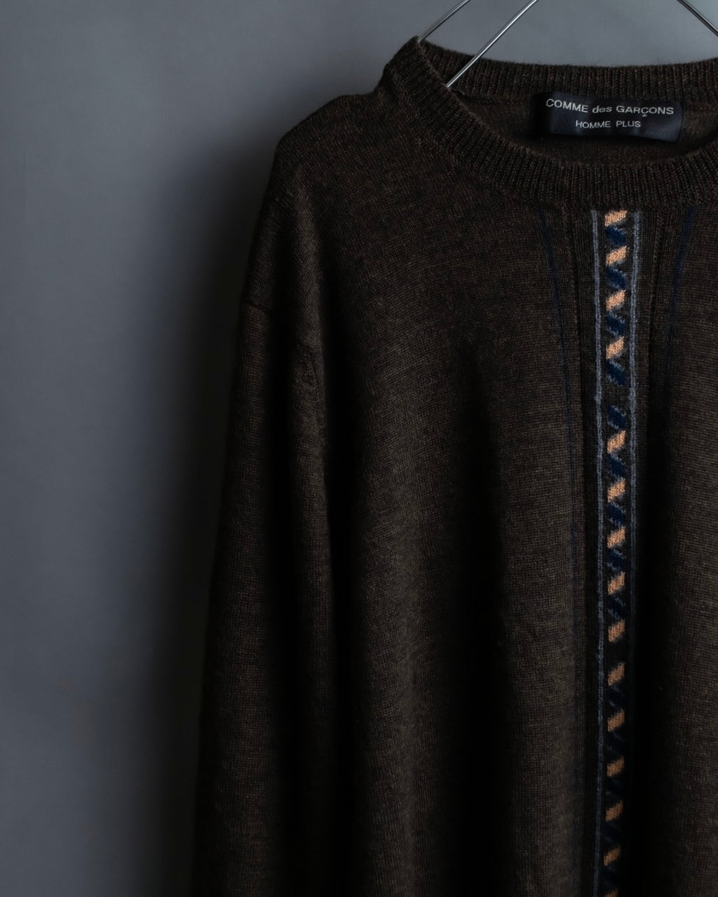 "COMME des GARCONS HOMME PLUS (1997-98's )" Spiral print design dark brown knit