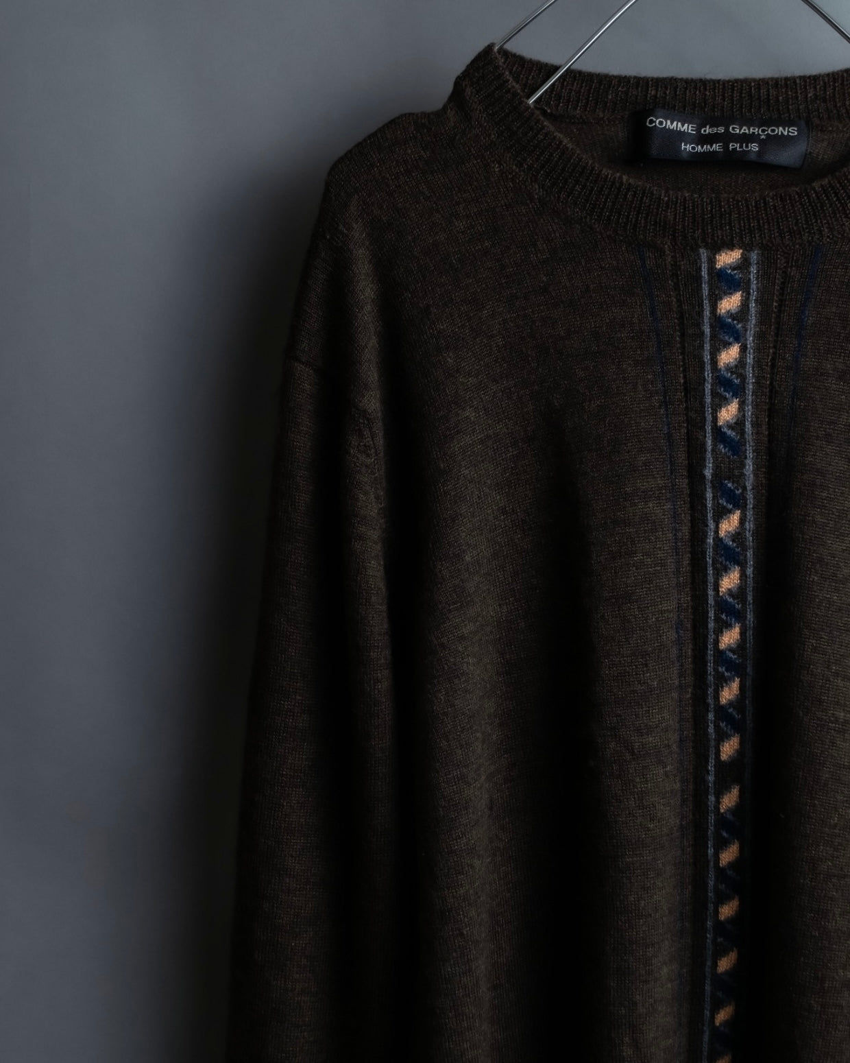 "COMME des GARCONS HOMME PLUS (1997-98's )" Spiral print design dark brown knit