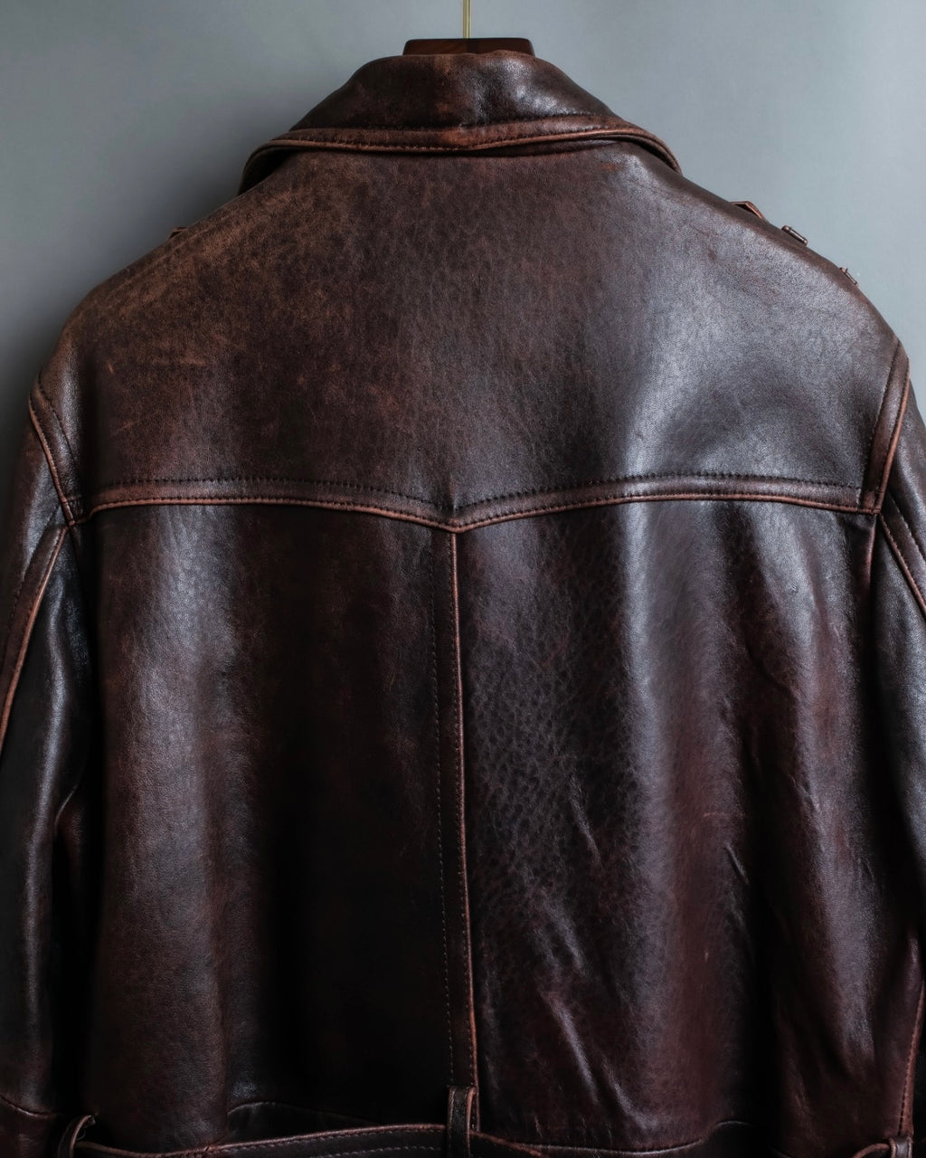 Vintage Thick Leather Red Trench Coat