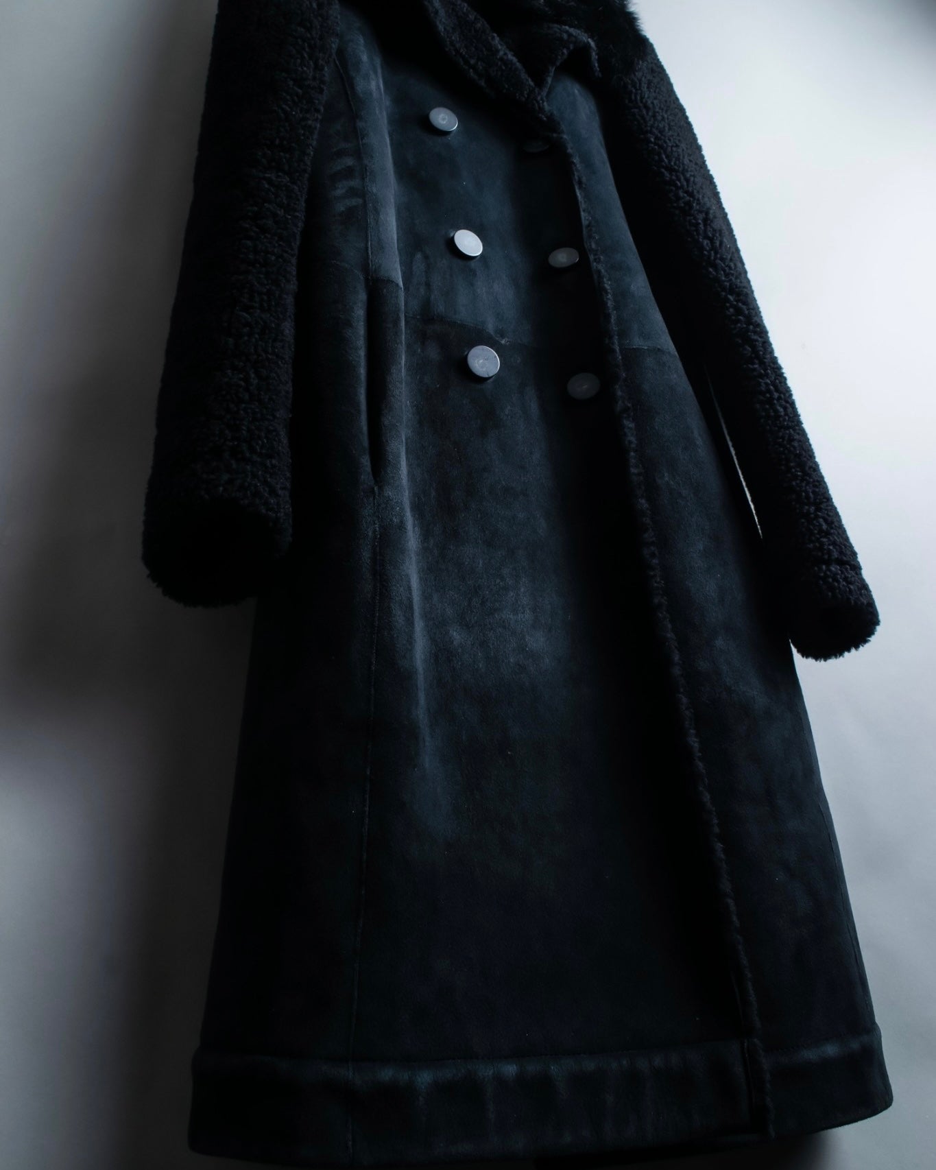 "BALENCIAGA" Opossum Fur Boa Leather Special Coat