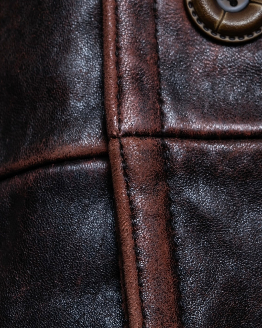 Vintage Thick Leather Red Trench Coat