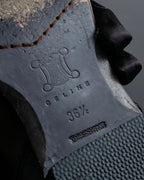 “CELINE” round toe dark brown leather long boots