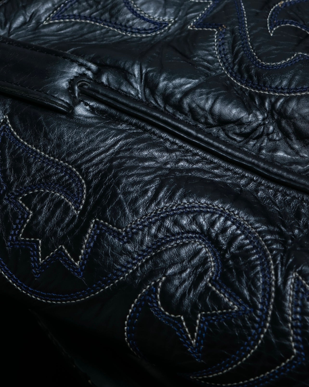 Vintage Blue Embroidered Wester Boots