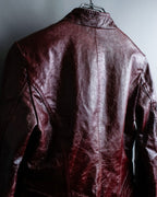 "BRUNOMAGLI" Scratched leather double zip red jacket