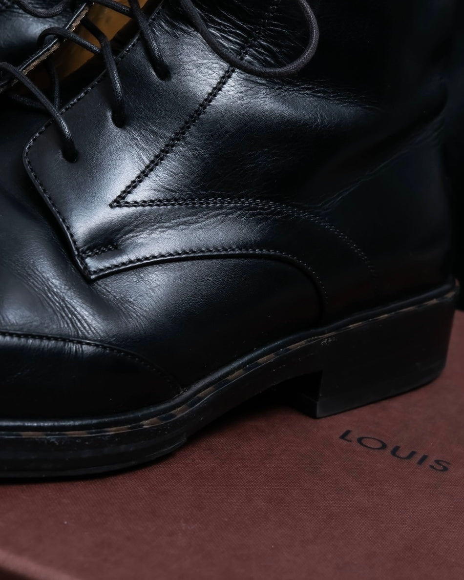 "Louis Vuitton" square toe leather lace-up boots