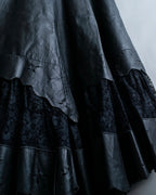 Cowhide flared lace skirt