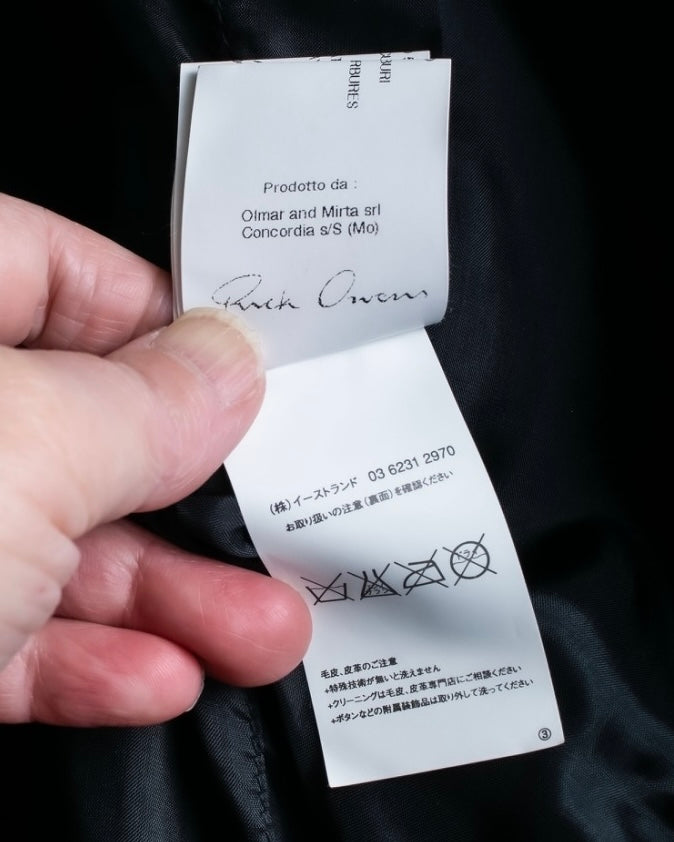 “Rick Owens” lamb leather classic biker jacket with high funnel