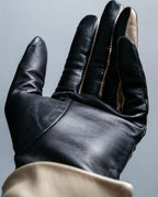 "Calvin Klein" Dead stock black &amp; off-white leather gloves