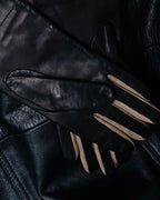 "Calvin Klein" Dead stock black &amp; off-white leather gloves