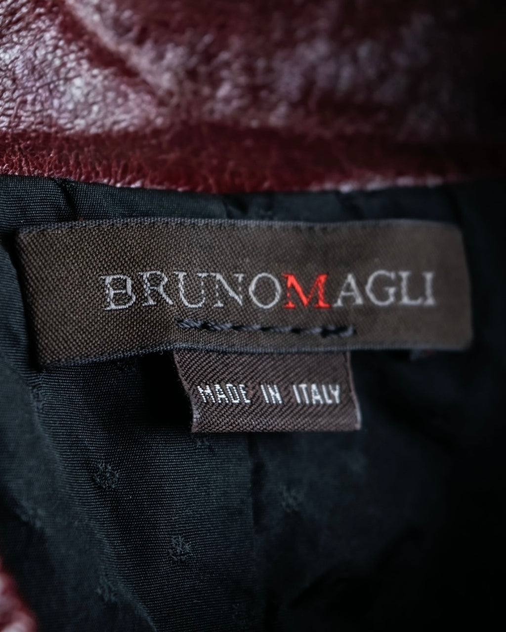 "BRUNOMAGLI" Scratched leather double zip red jacket