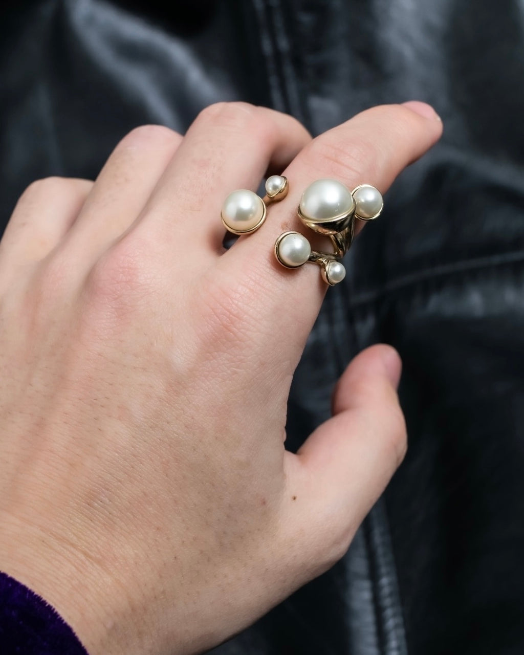 "Dior" pearl tree design ring