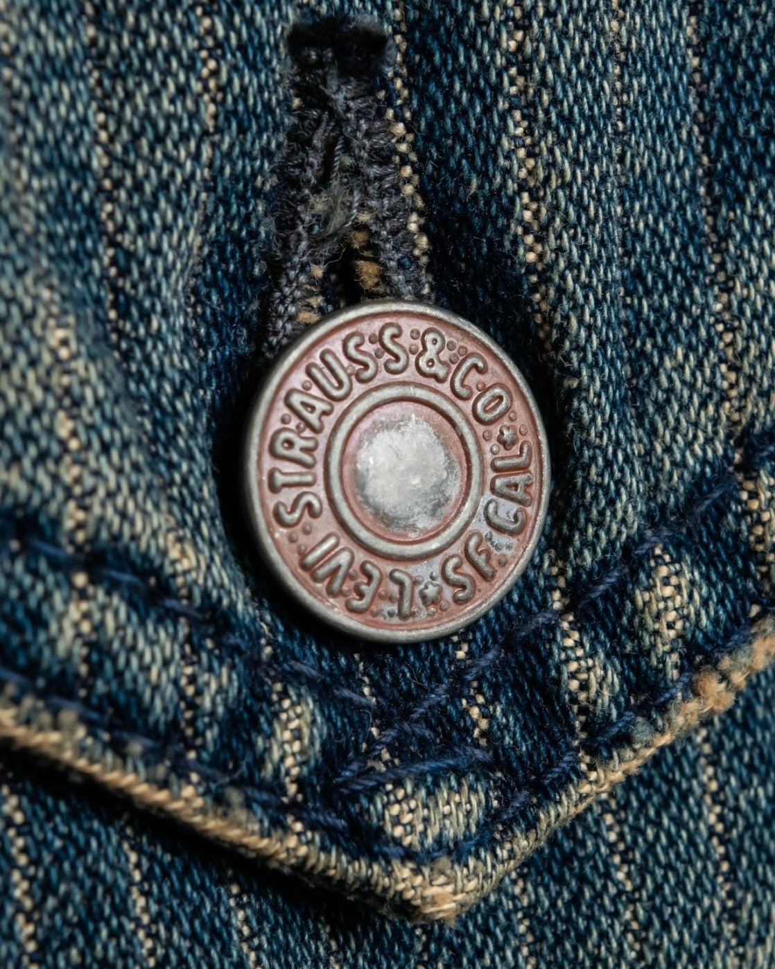 "Levi's Redloop" Aging process pencil stripe denim jacket