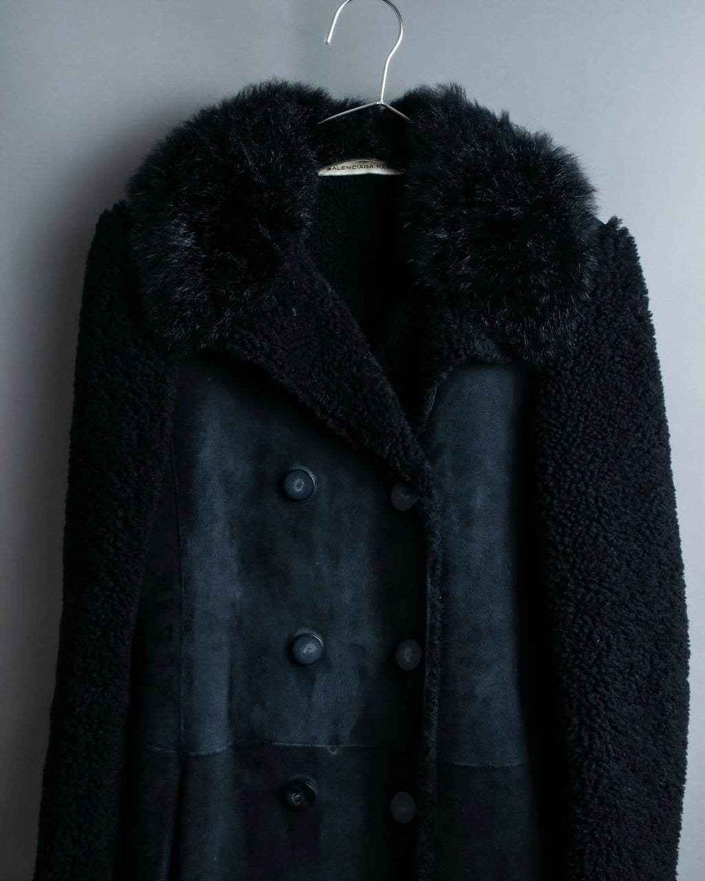 "BALENCIAGA" Opossum Fur Boa Leather Special Coat