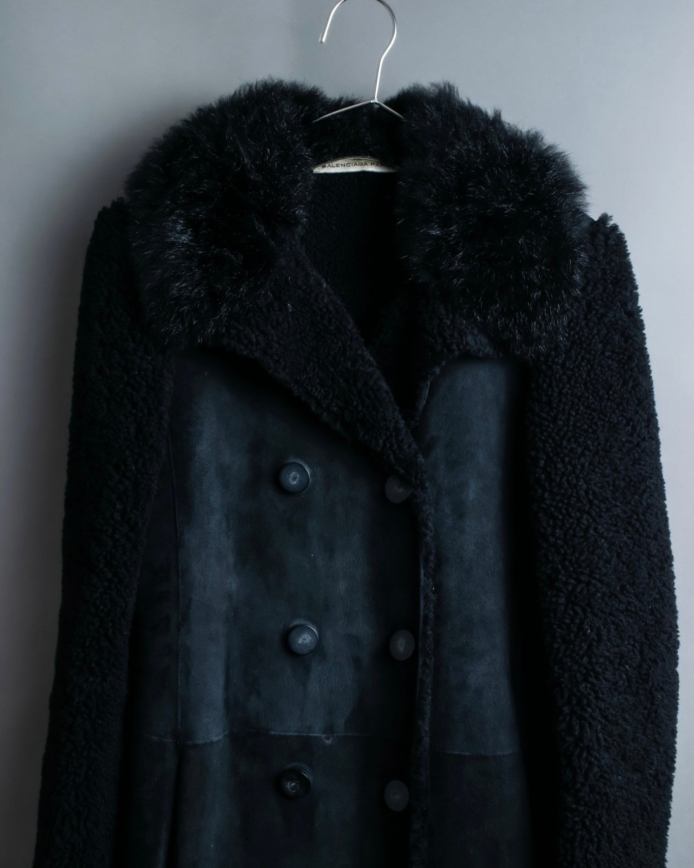 "BALENCIAGA" Opossum Fur Boa Leather Special Coat