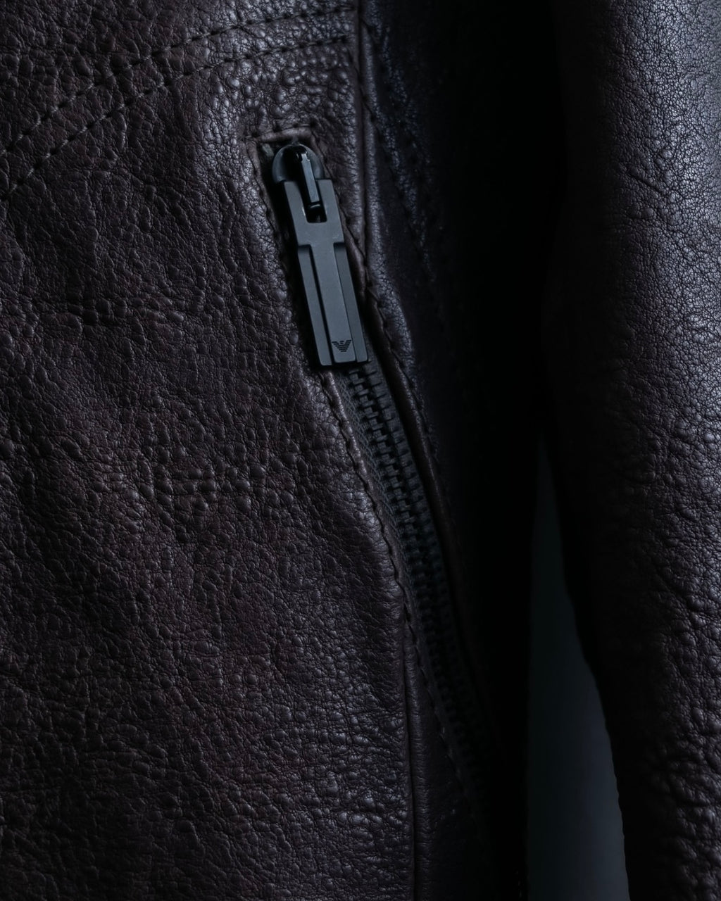 "EMPORIO ARMANI" grained lamb leather double zip jacket