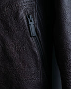 "EMPORIO ARMANI" grained lamb leather double zip jacket