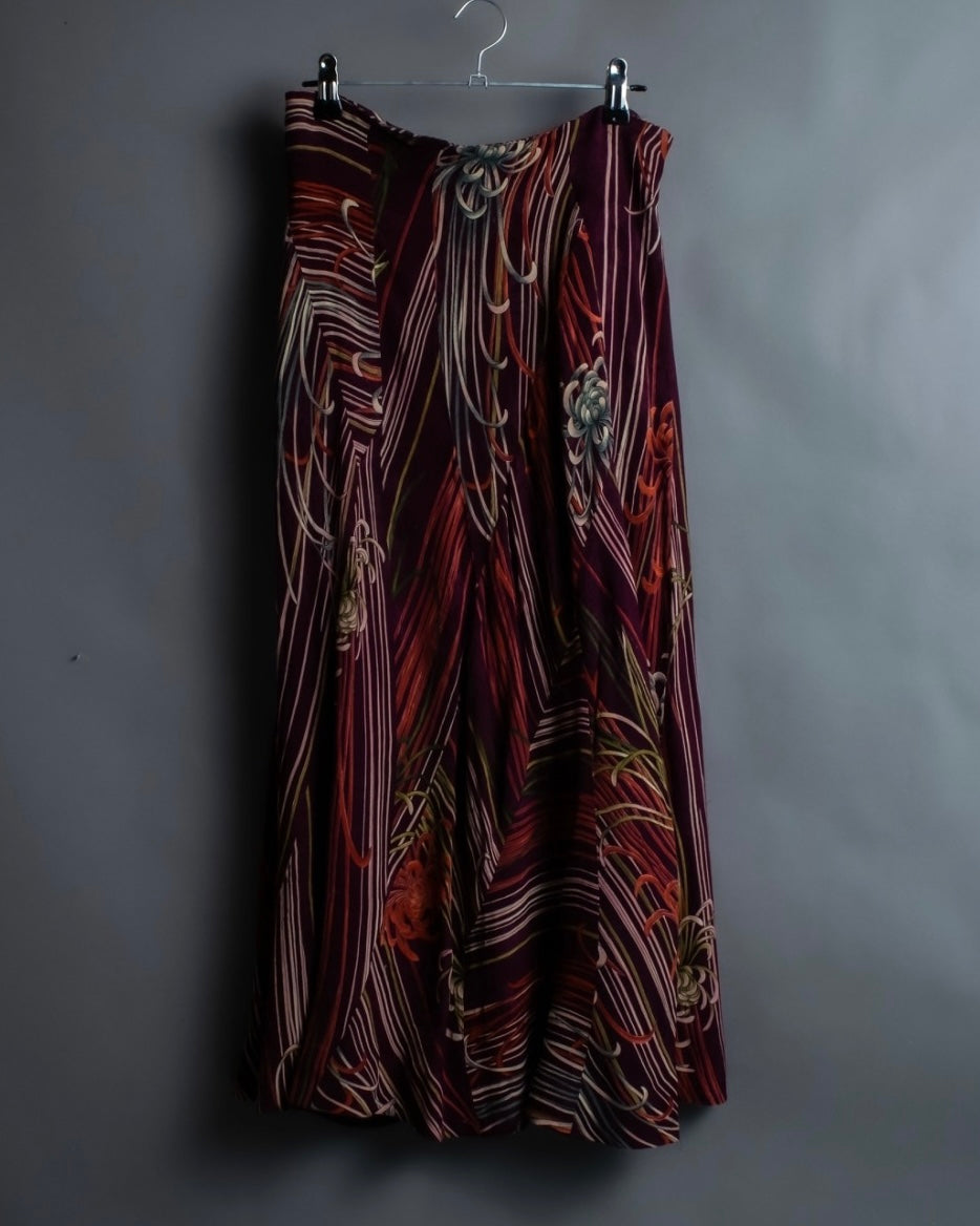 "KENZO" Art pattern skirt spider lily