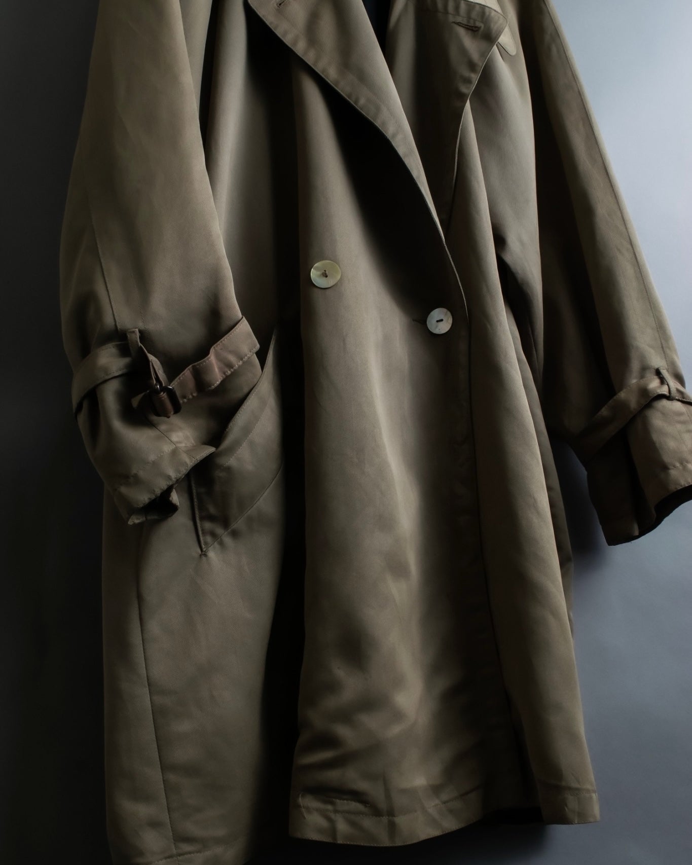 Vintage long collar raglan spring trench jacket