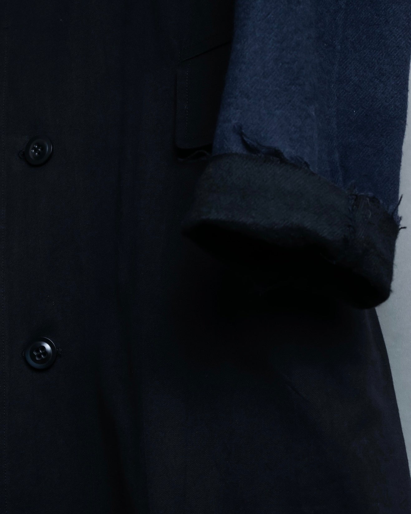 "Y's 2018 aw" Long coat with euphemistic lapels and different materials