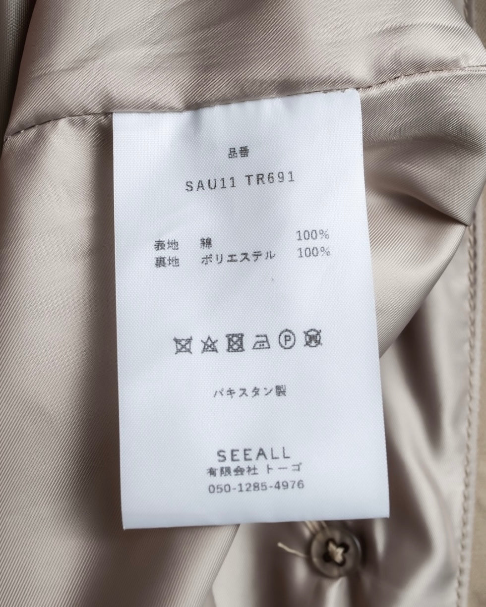 "SEEALL" patchwork designed maxi trench coat