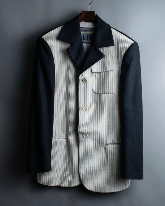 "GIANFRANCO FERRE" Virgin wool x corduroy playful tailored jacket