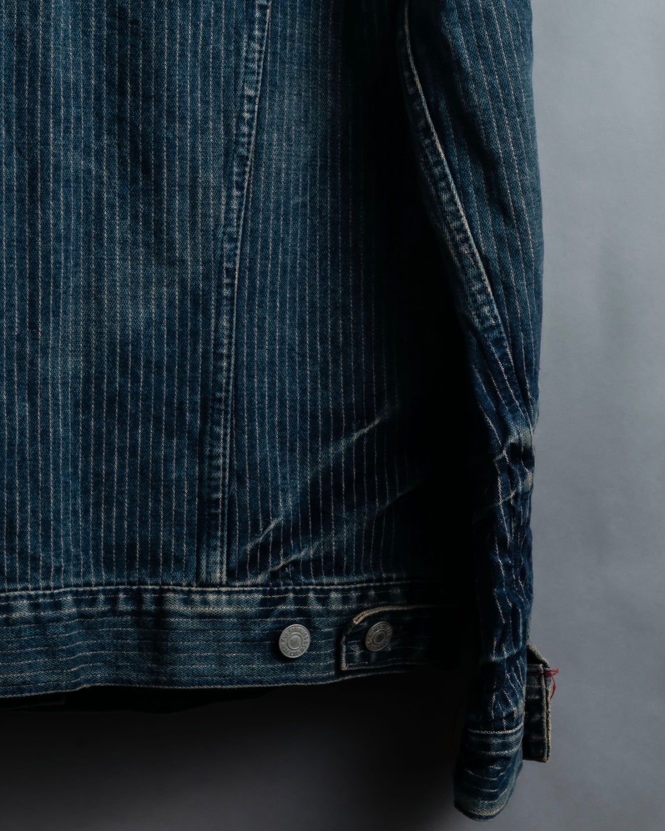 "Levi's Redloop" Aging process pencil stripe denim jacket