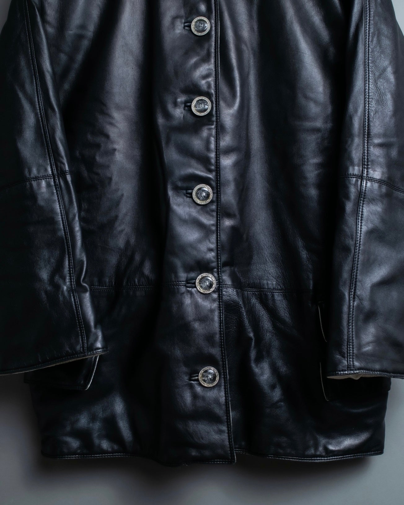 Versace Thick Silhouette Luxury Leather Coat