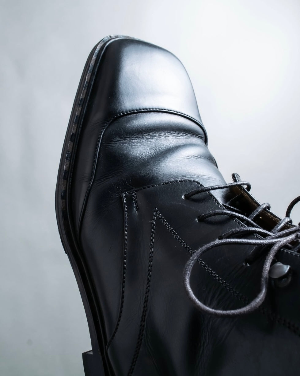 "Louis Vuitton" square toe leather lace-up boots