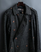 "Jean-Paul GAULTIER" bias striped wool napoleon coat