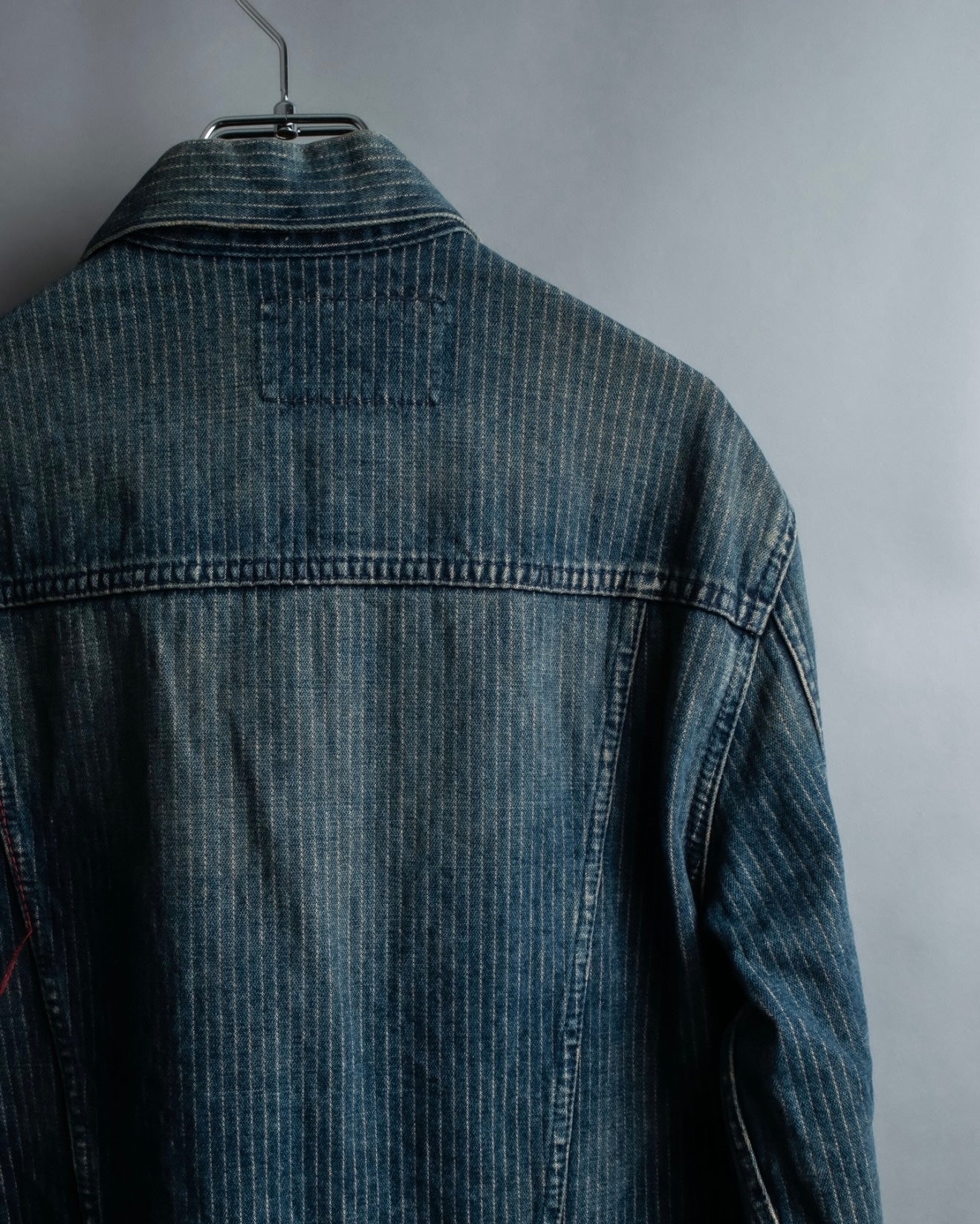 "Levi's Redloop" Aging process pencil stripe denim jacket