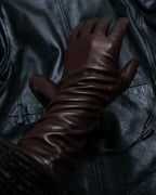 "PIUMELLI" Dead stock lace up long leather gloves