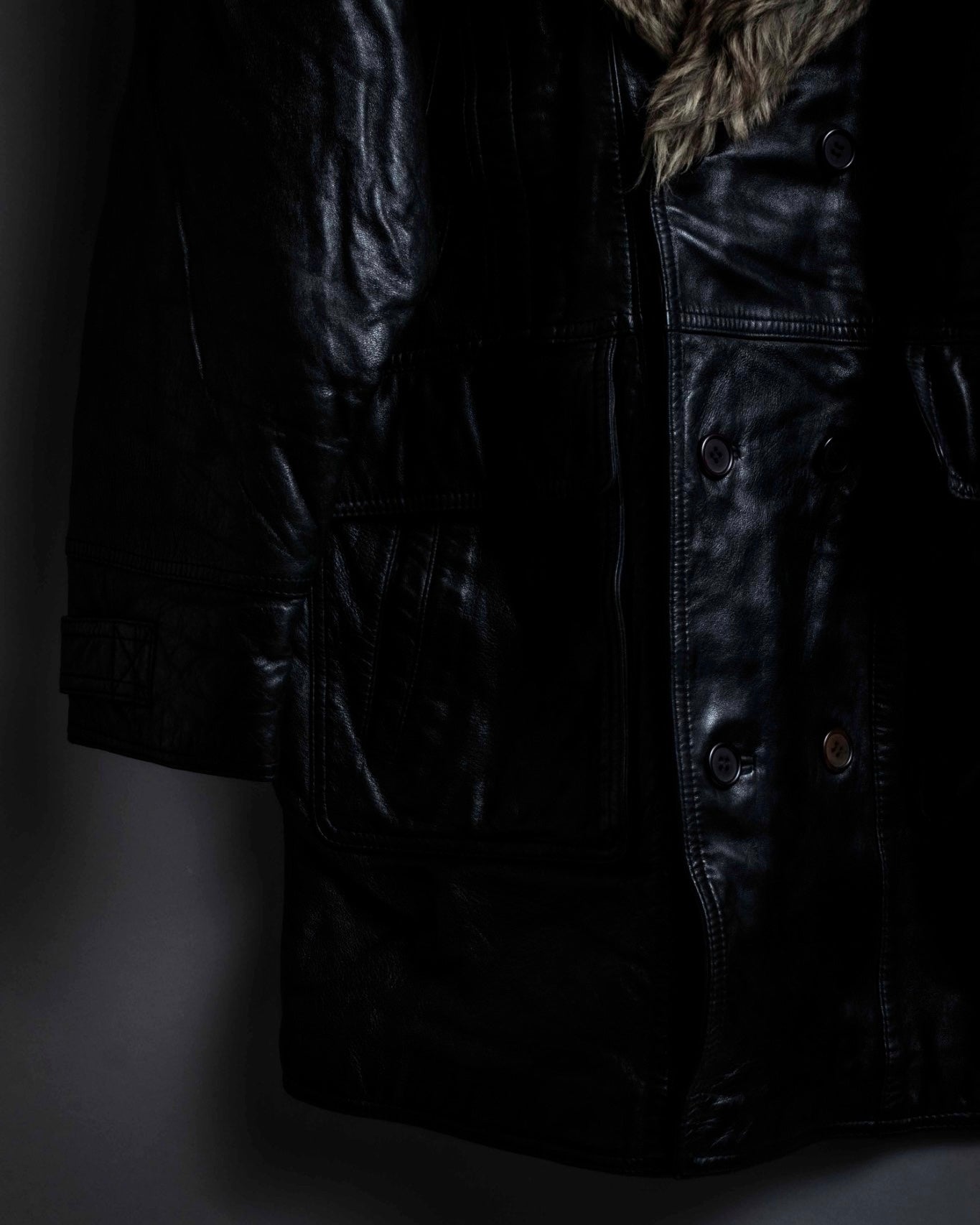 3XL Oversilhouette Faux Fur Leather Coat