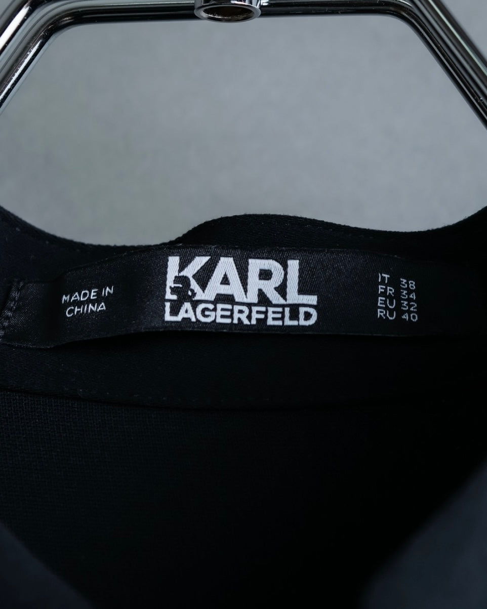 “Karl Lagerfeld” pleats designed stand collar summer dress