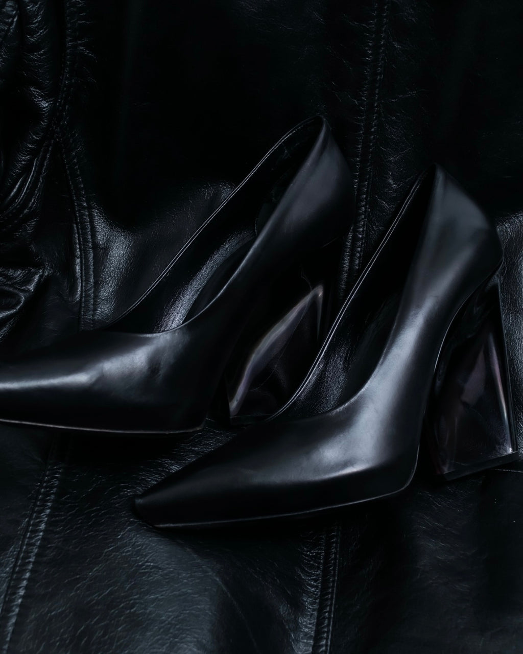 "CELINE" clear heel leather shoes