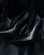 "CELINE" clear heel leather shoes