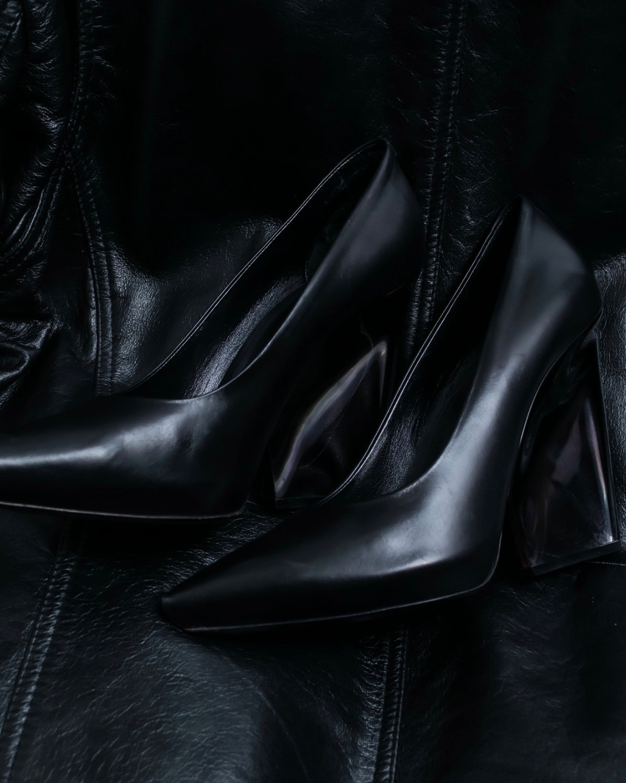 "CELINE" clear heel leather shoes